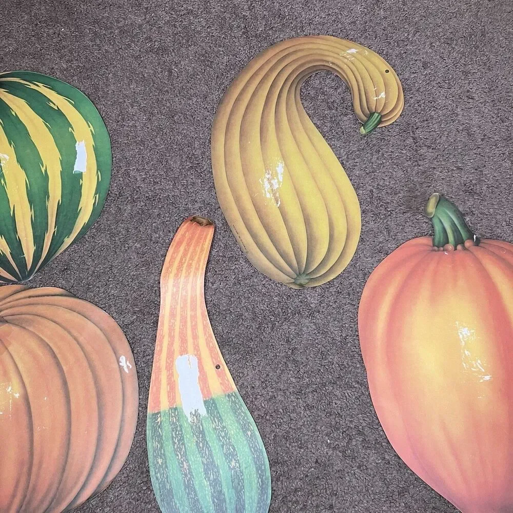 1985 Beistle Die Cut Decoration Lot Of 5 Autumn Fall Gourd Squash Pumpkin USA